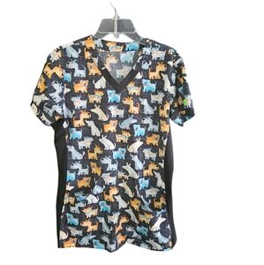Dog patterned women's size XS scrubs top‎